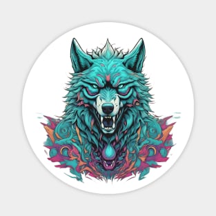 Warrior powerful wolf digital art Magnet